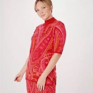 ♥️ Issac  Mizrahi Live! Mockneck Jacquard Sweater Pullover & skirt